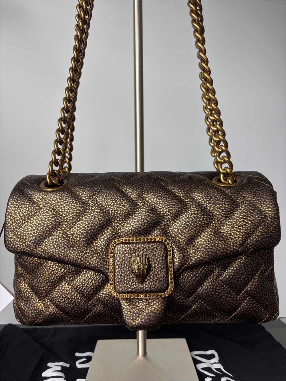 Kurt Geiger Quilted Metallic Dotted Shoulder Crossbody Bag